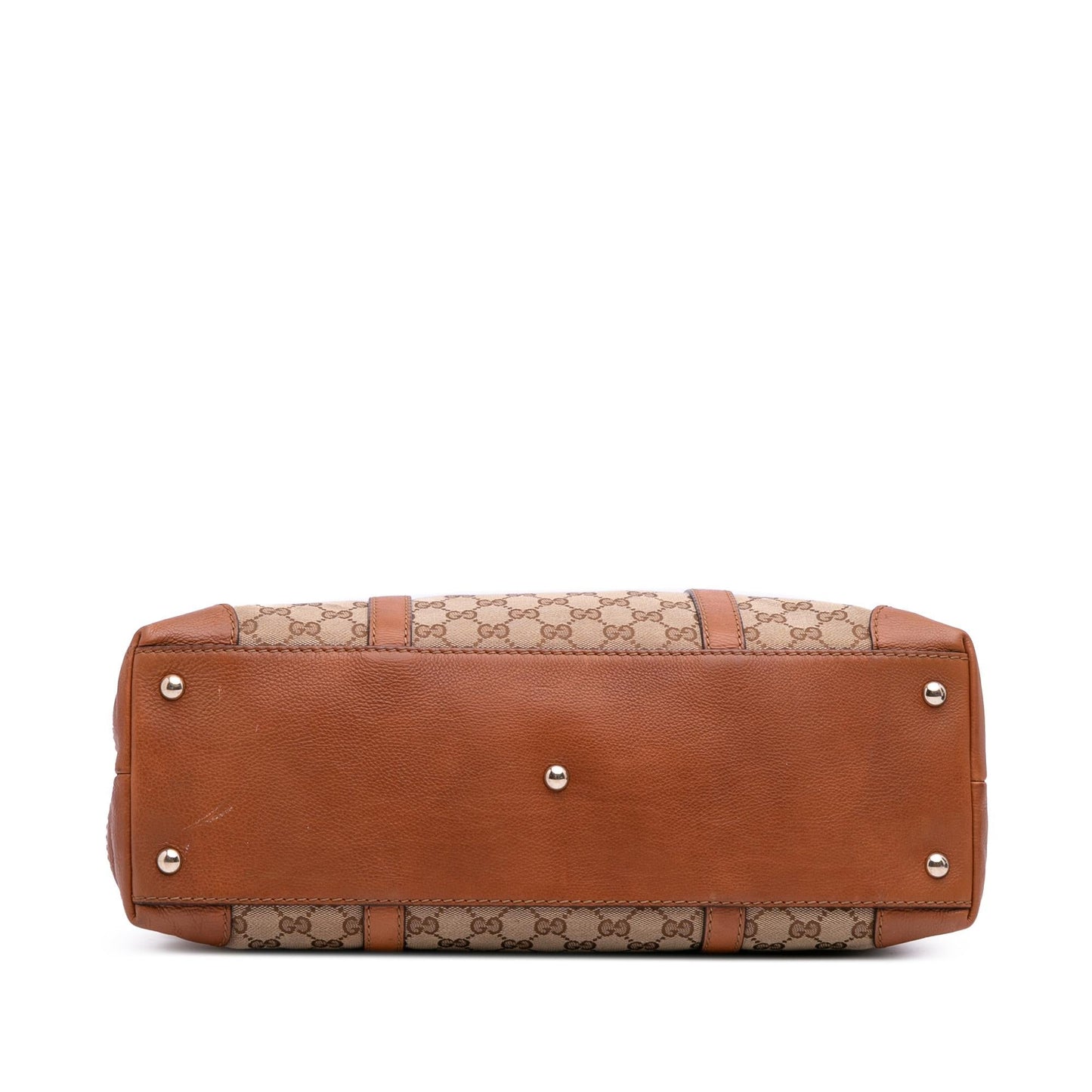 Gucci GG Marrakech Canvas Calf Brown Tote Bag