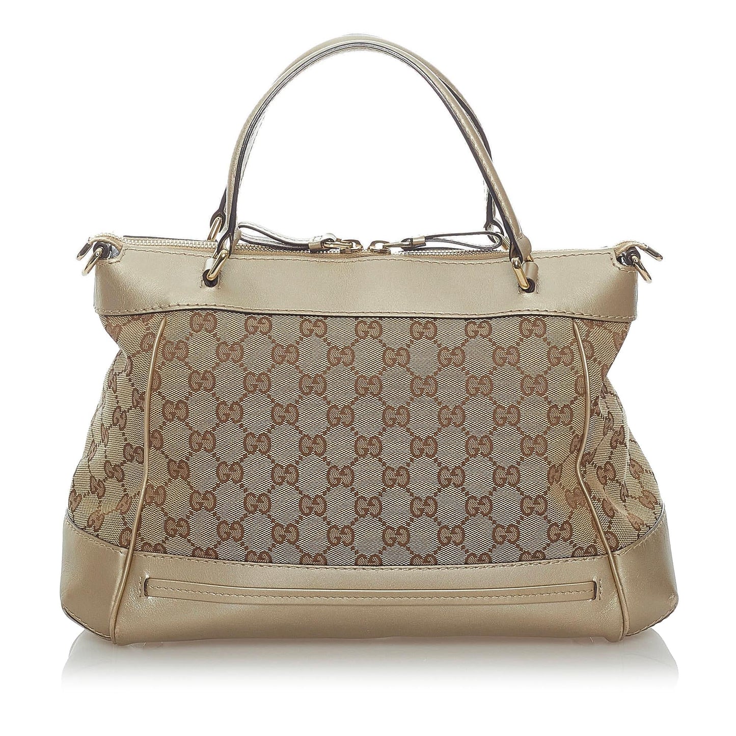 Gucci GG Mayfair SHG Canvas Calf Brown Gold Satchel Bag