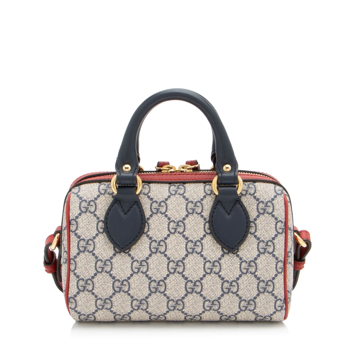 Gucci GG Supreme Boston Leather Canvas Blue Mini Satchel Bag