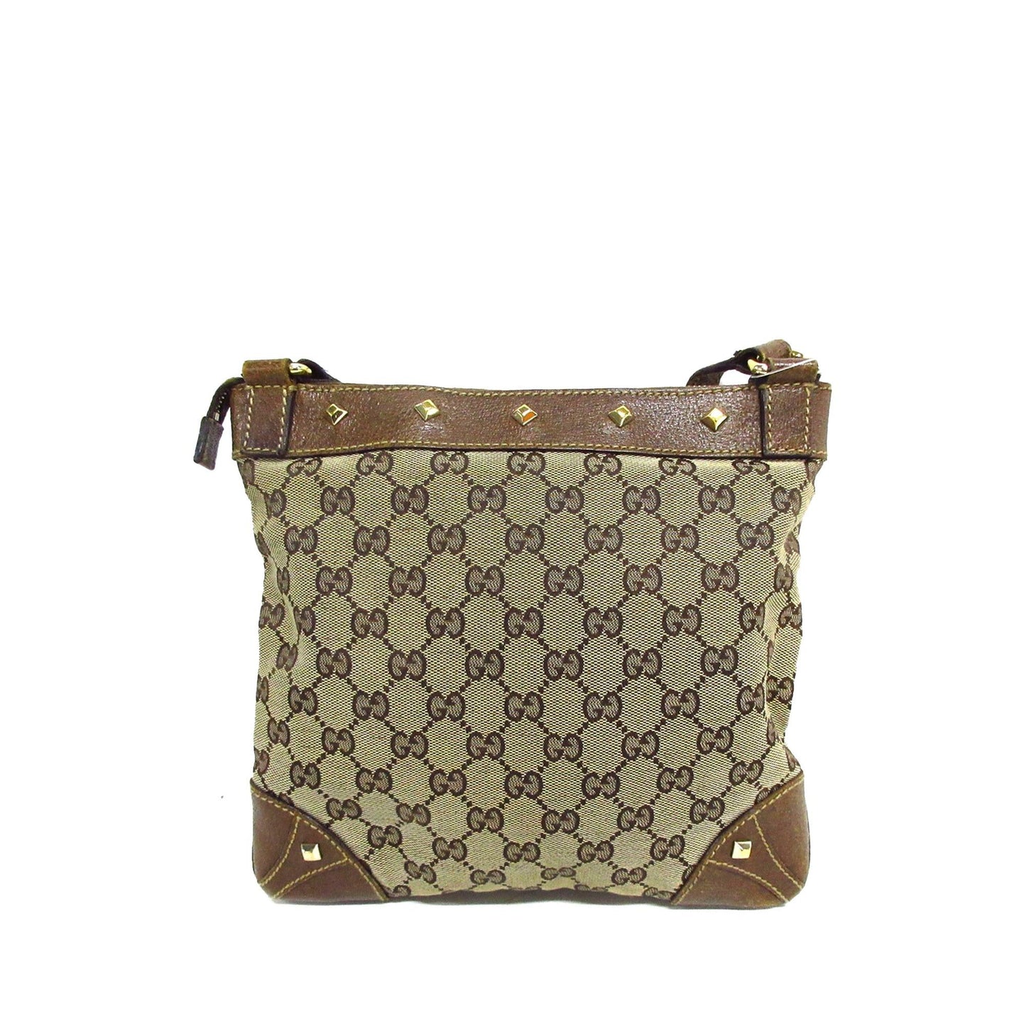 Gucci GG Nailhead SHG-whDSCc Canvas Calf Brown Crossbody Bag