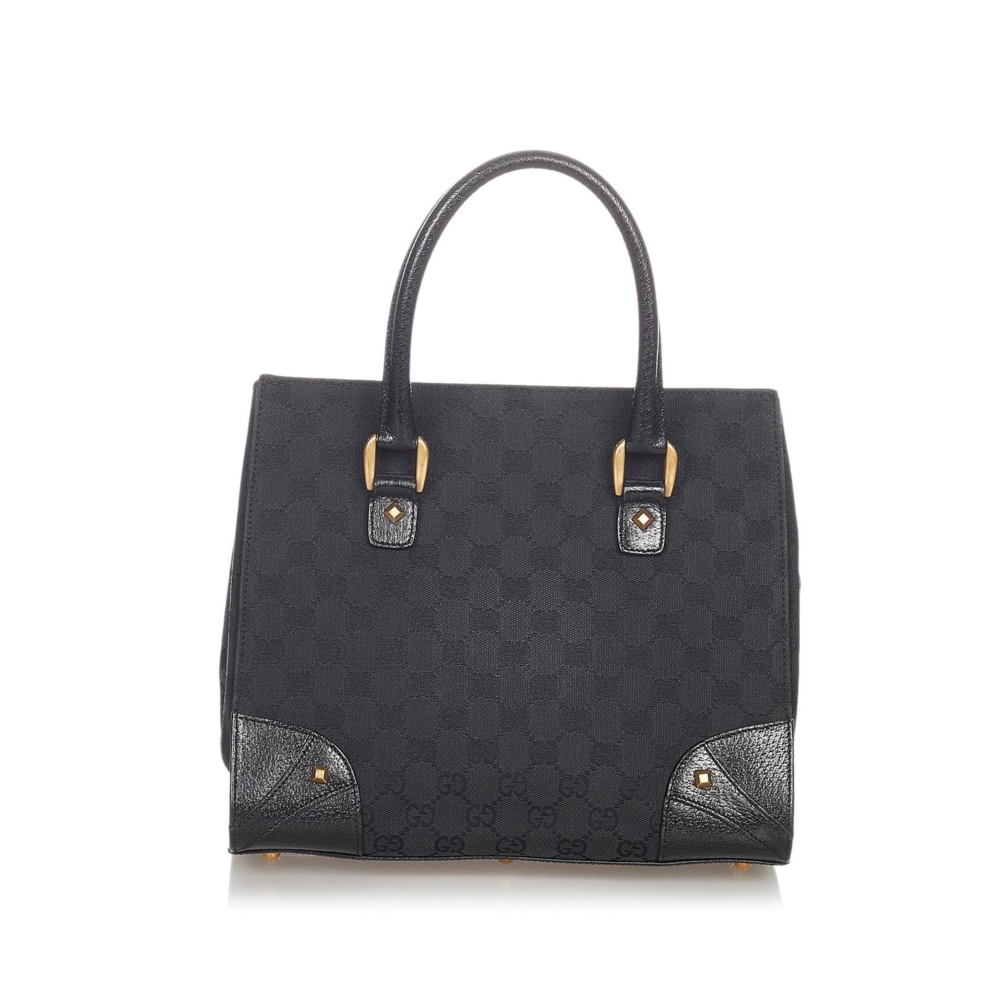Gucci GG Nailhead SHG Canvas Black Satchel Bag