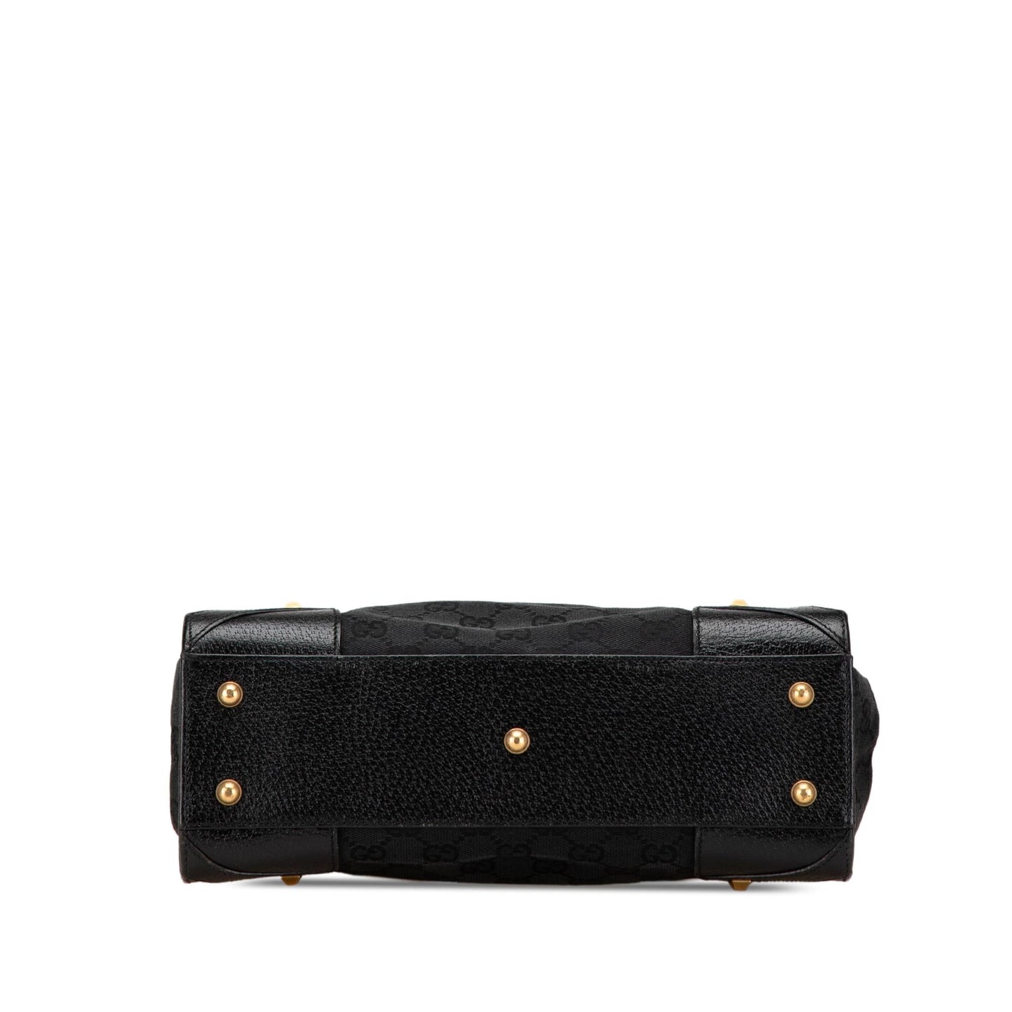 Gucci GG Nailhead SHG-G7fCTF Canvas Calf Black Satchel Bag