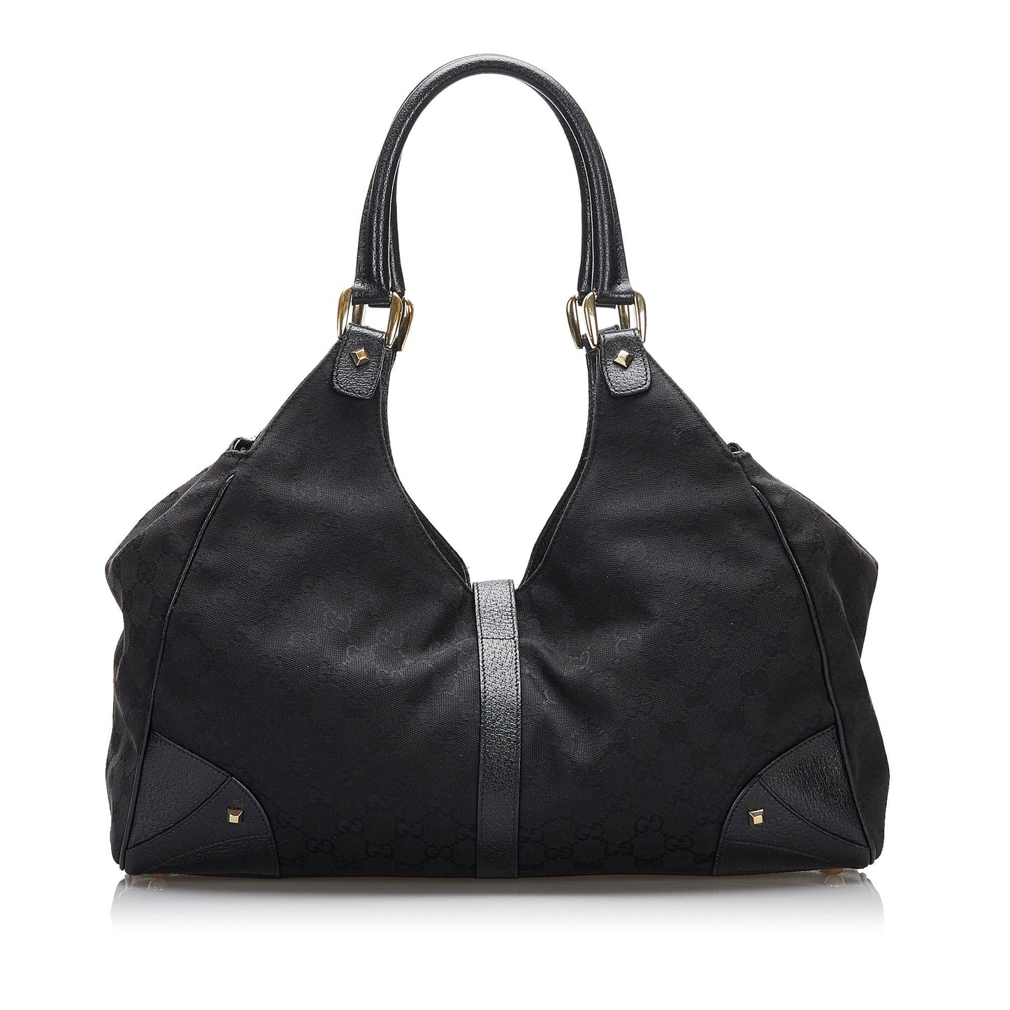 Gucci GG Nailhead Jackie SHG-d5UoED Canvas Black Shoulder Bag