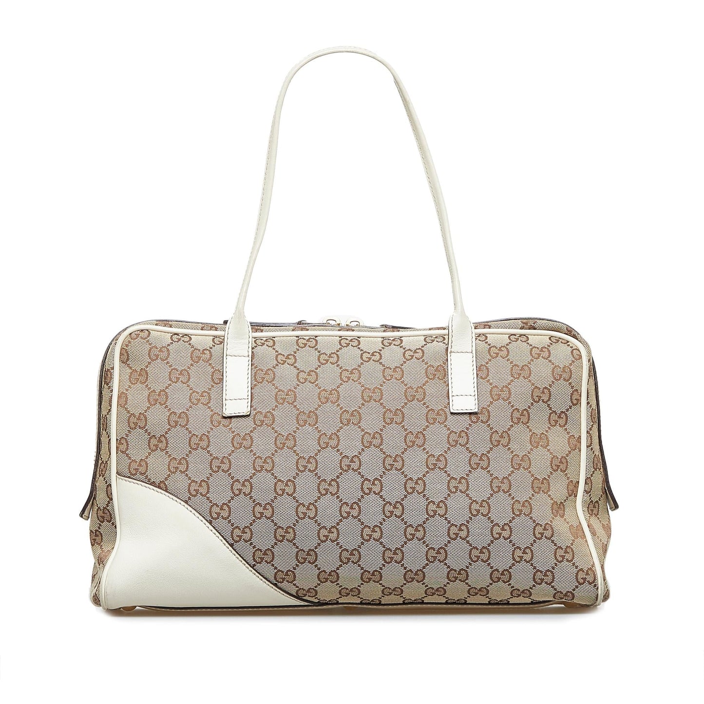 Gucci GG New Britt SHG-hM6eqO Canvas Calf White Brown Shoulder Bag