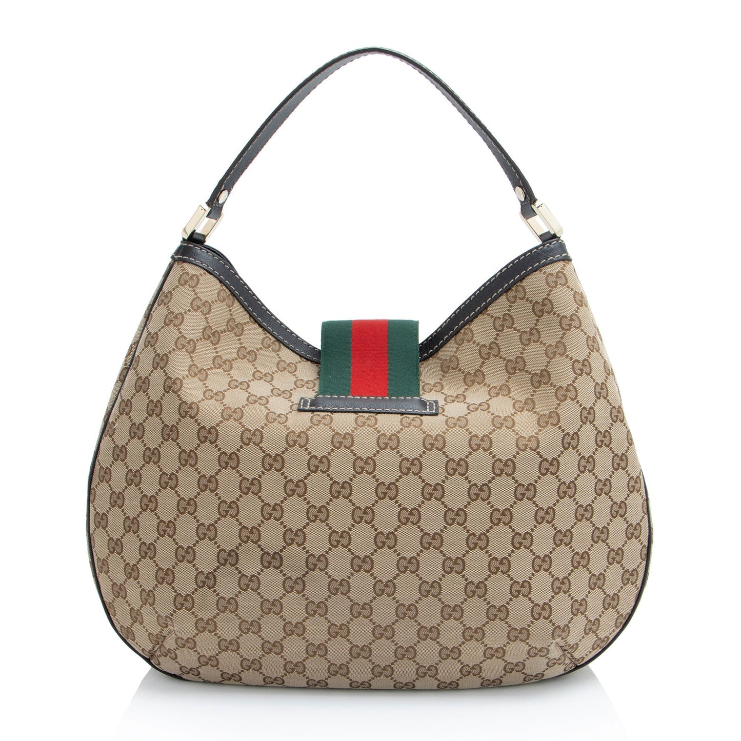 Gucci GG New Ladies Web SHF-KEb6Ji Leather Canvas Nylon Brown Shoulder Bag