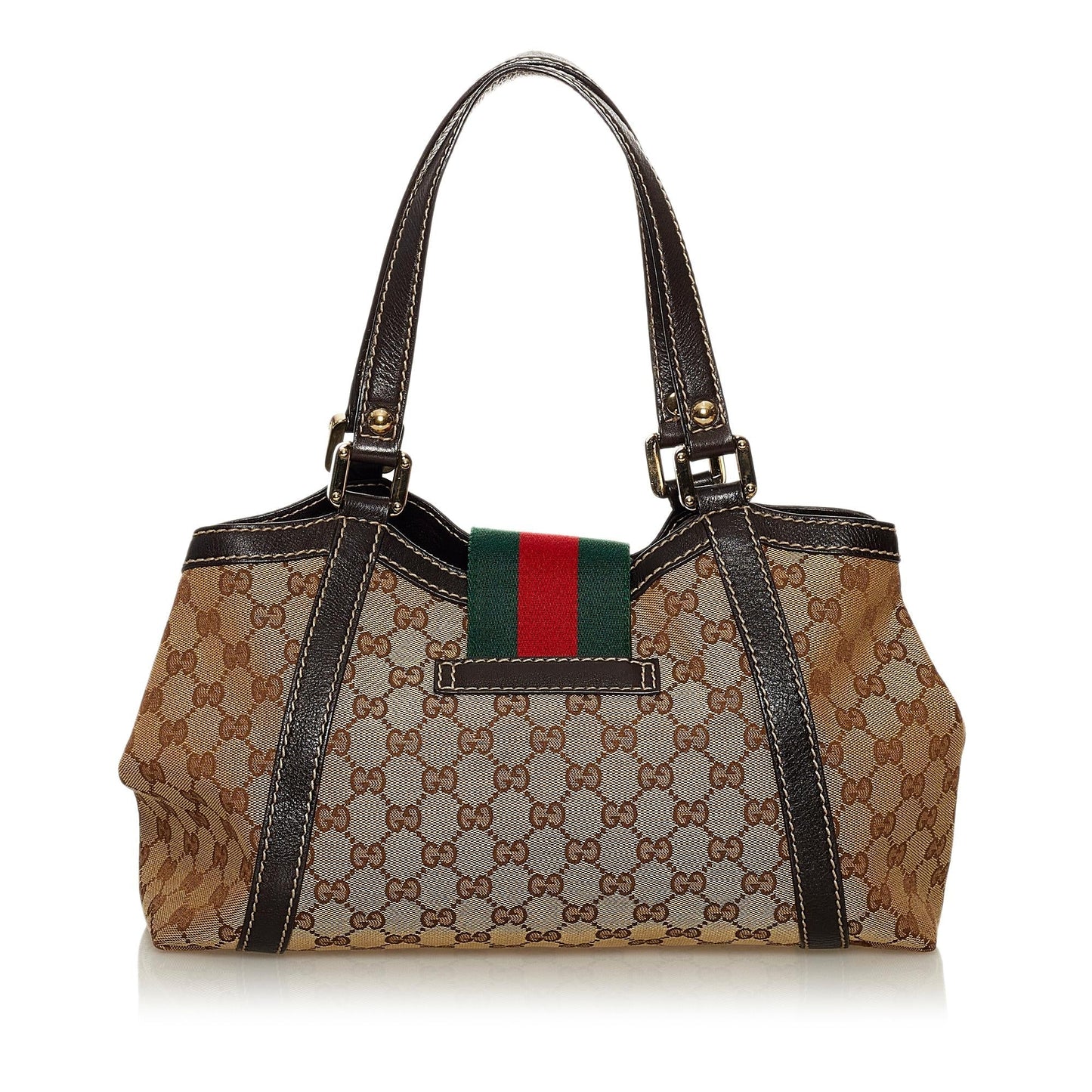 Gucci GG New Ladies Web SHG Canvas Brown Tote Bag