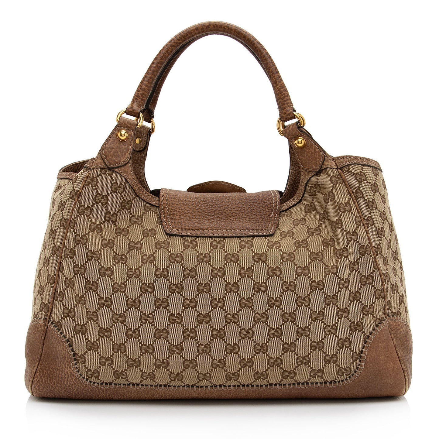 Gucci GG New Pelham SHF-SSf5gP Leather Canvas Brown Beige Tote Bag