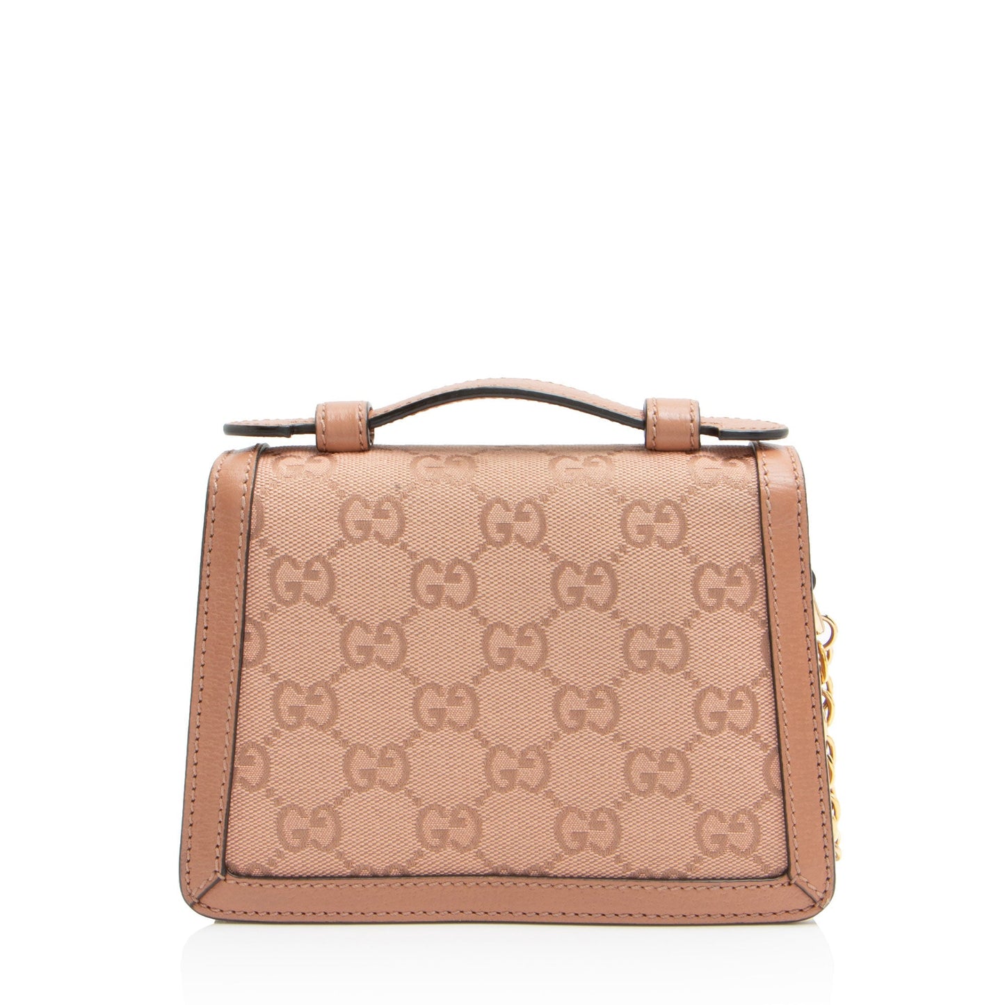 Gucci GG Ophidia Top Handle Leather Canvas Pink Mini Satchel Bag