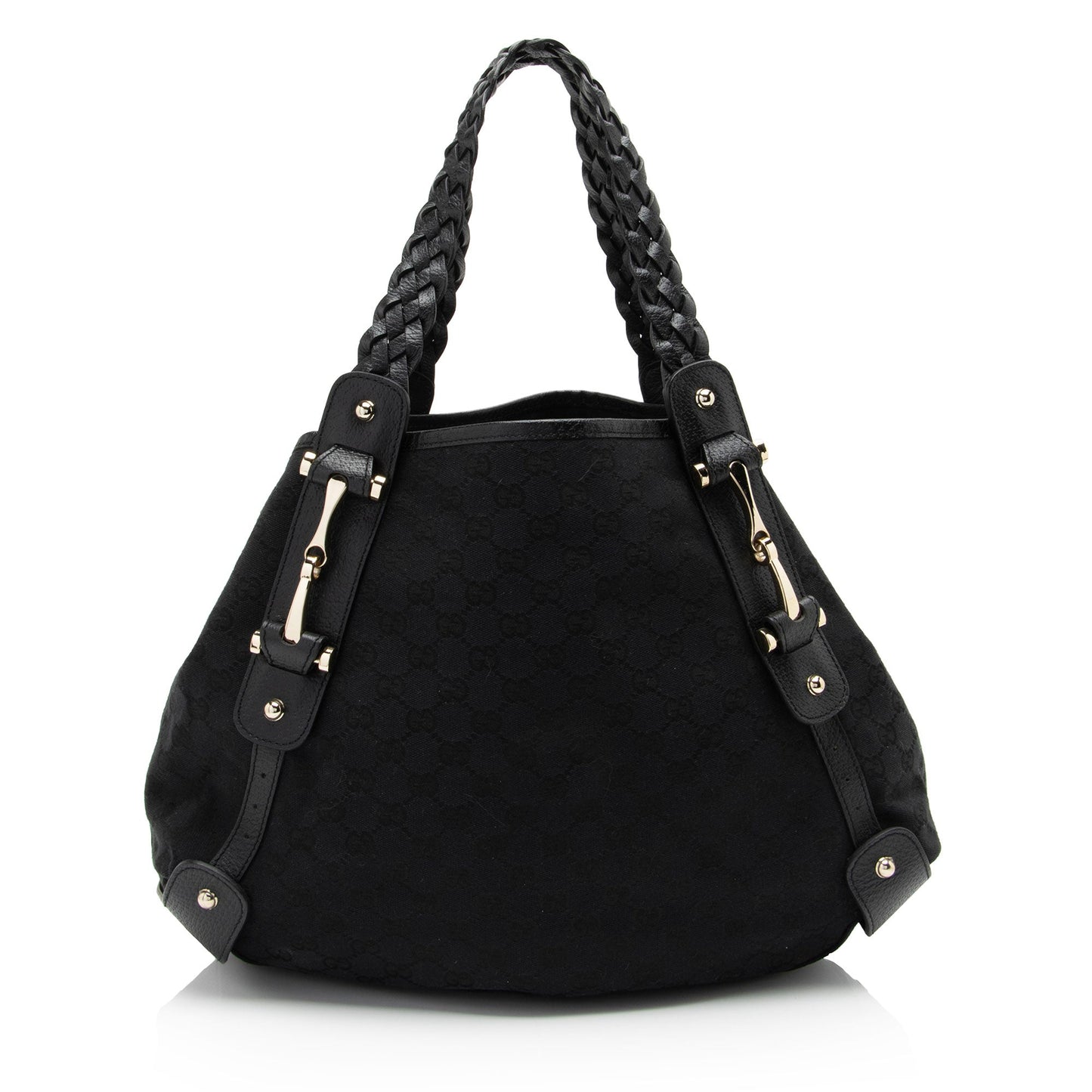 Gucci GG Pelham SHF-NIzX5t Leather Canvas Black Medium Shoulder Bag