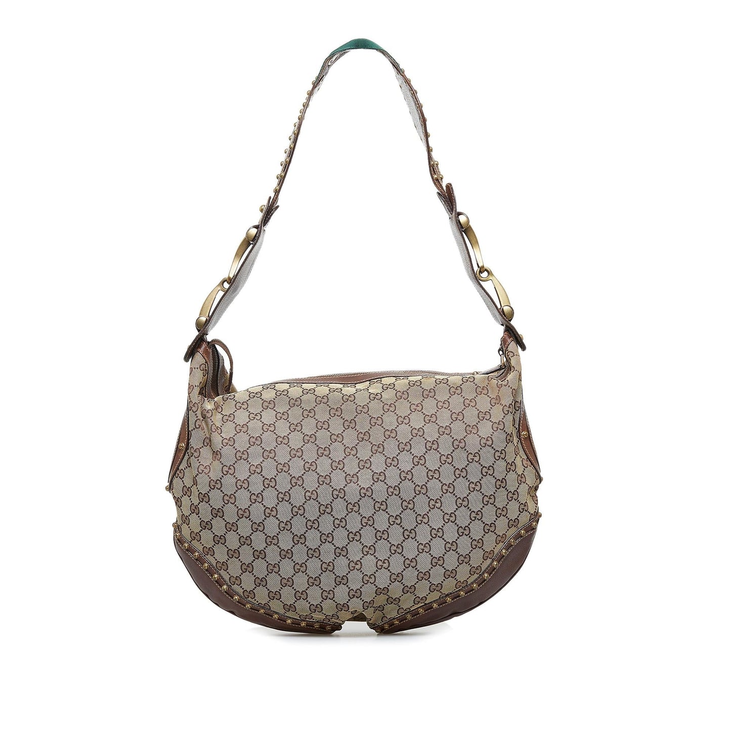 Gucci GG Pelham Studded SHG-w72l4p Canvas Brown Shoulder Bag