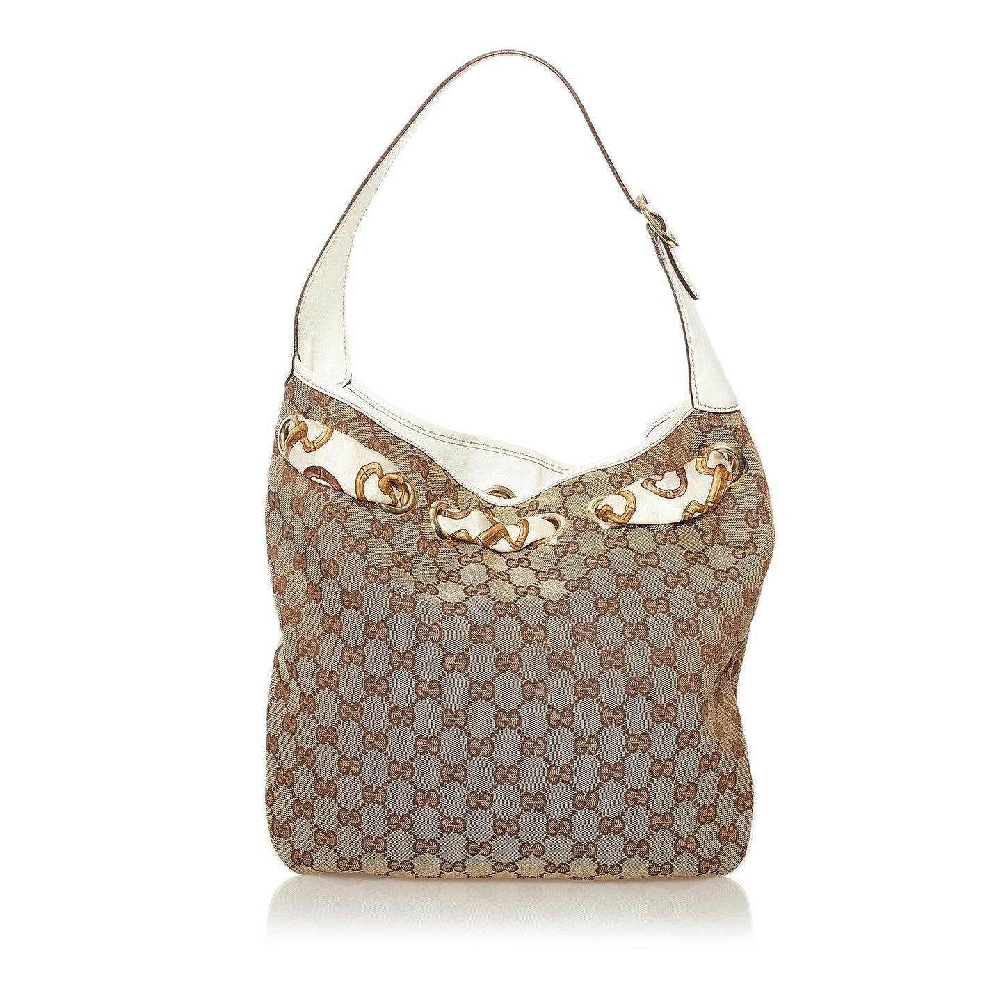 Gucci GG Positano SHG Canvas White Brown Shoulder Bag