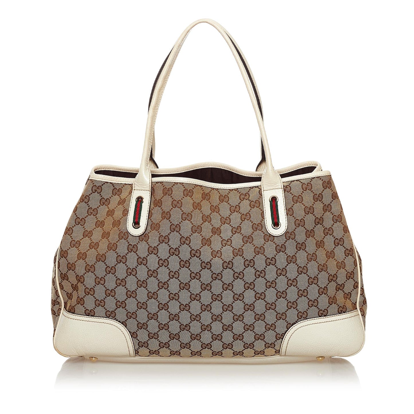 Gucci GG Princy SHG Canvas White Brown Tote Bag 3
