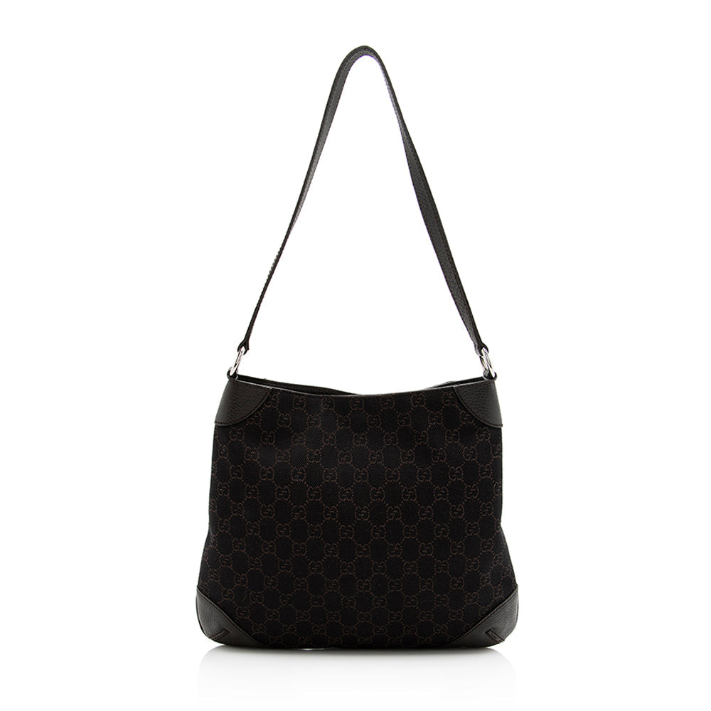 Gucci GG SHF Leather Canvas Black Shoulder Bag