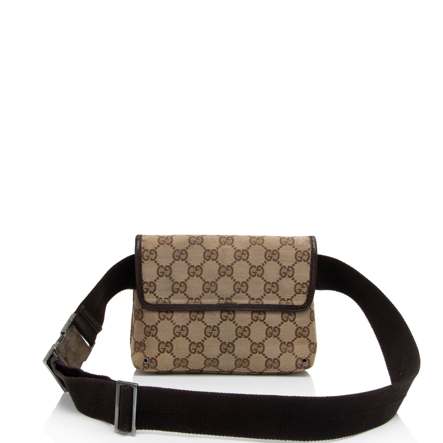 Gucci GG Waist Belt SHF-aTzoiD Leather Canvas Nylon Brown Accessory