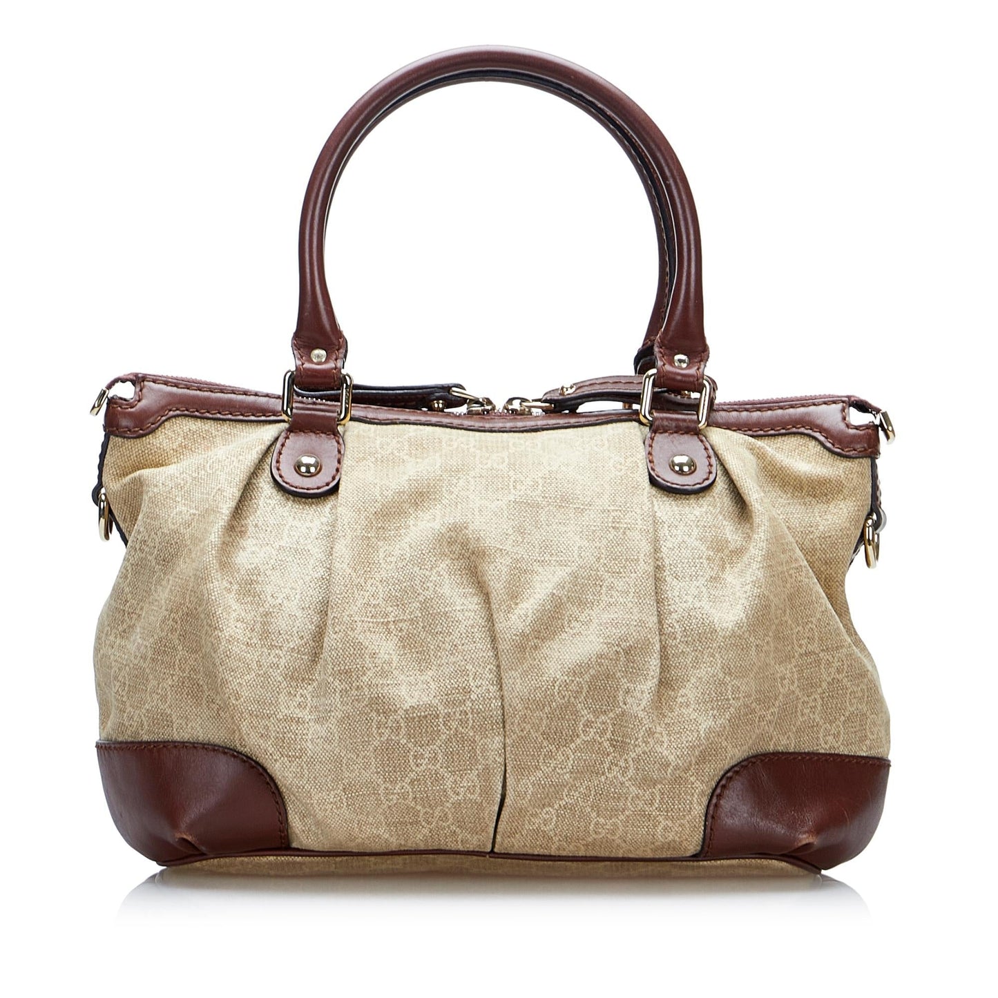 Gucci GG Sukey SHG-LfFuDr Canvas Calf Brown Satchel Bag