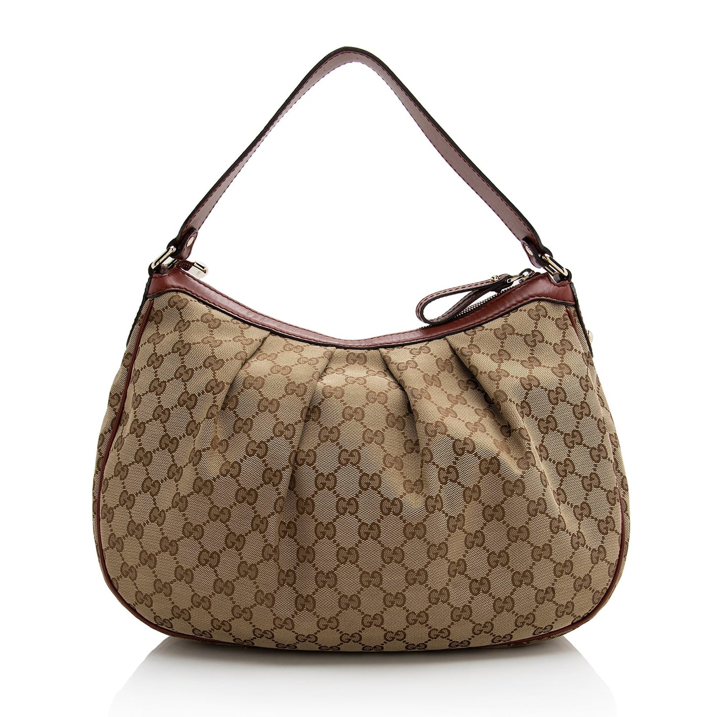 Gucci GG Sukey SHF Leather Canvas Beige Red Shoulder Bag