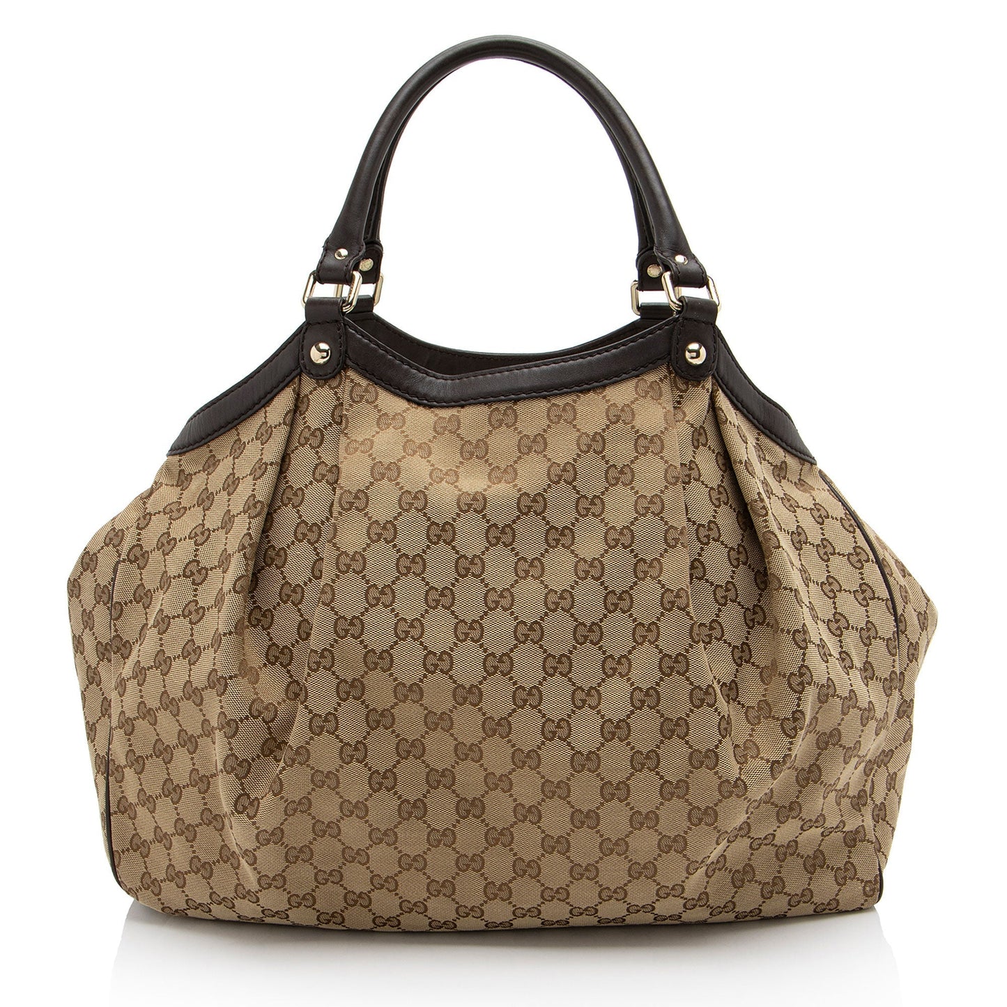 Gucci GG Sukey SHF-TIeYNz Leather Canvas Brown Large Tote Bag
