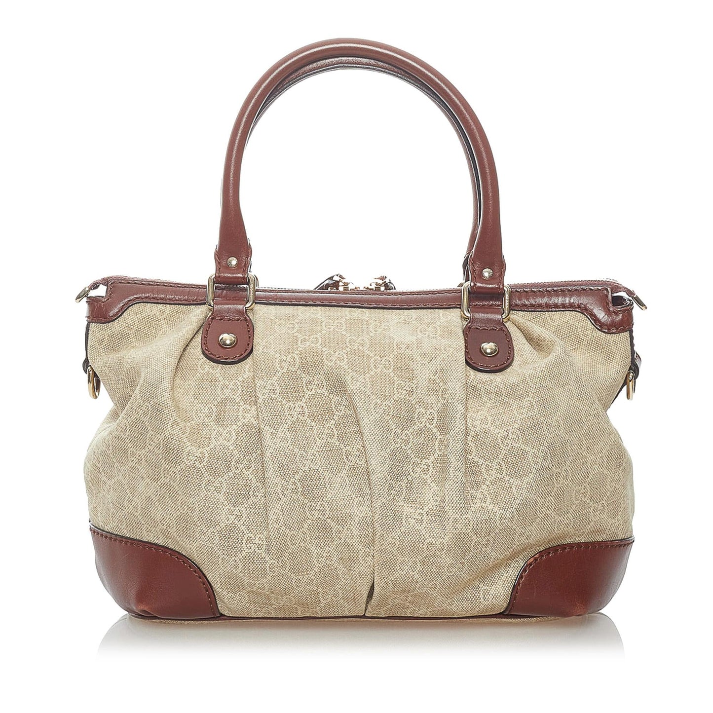 Gucci GG Sukey SHG Canvas Calf Brown Satchel Bag Satchel Shg