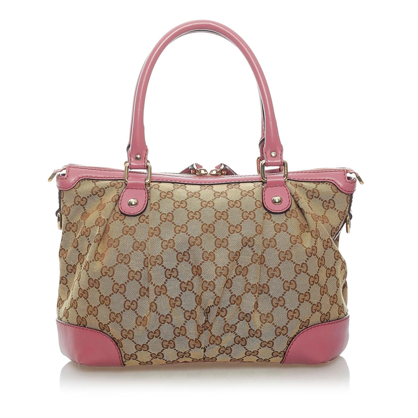 Gucci GG Sukey SHG Canvas Brown Pink Satchel Bag