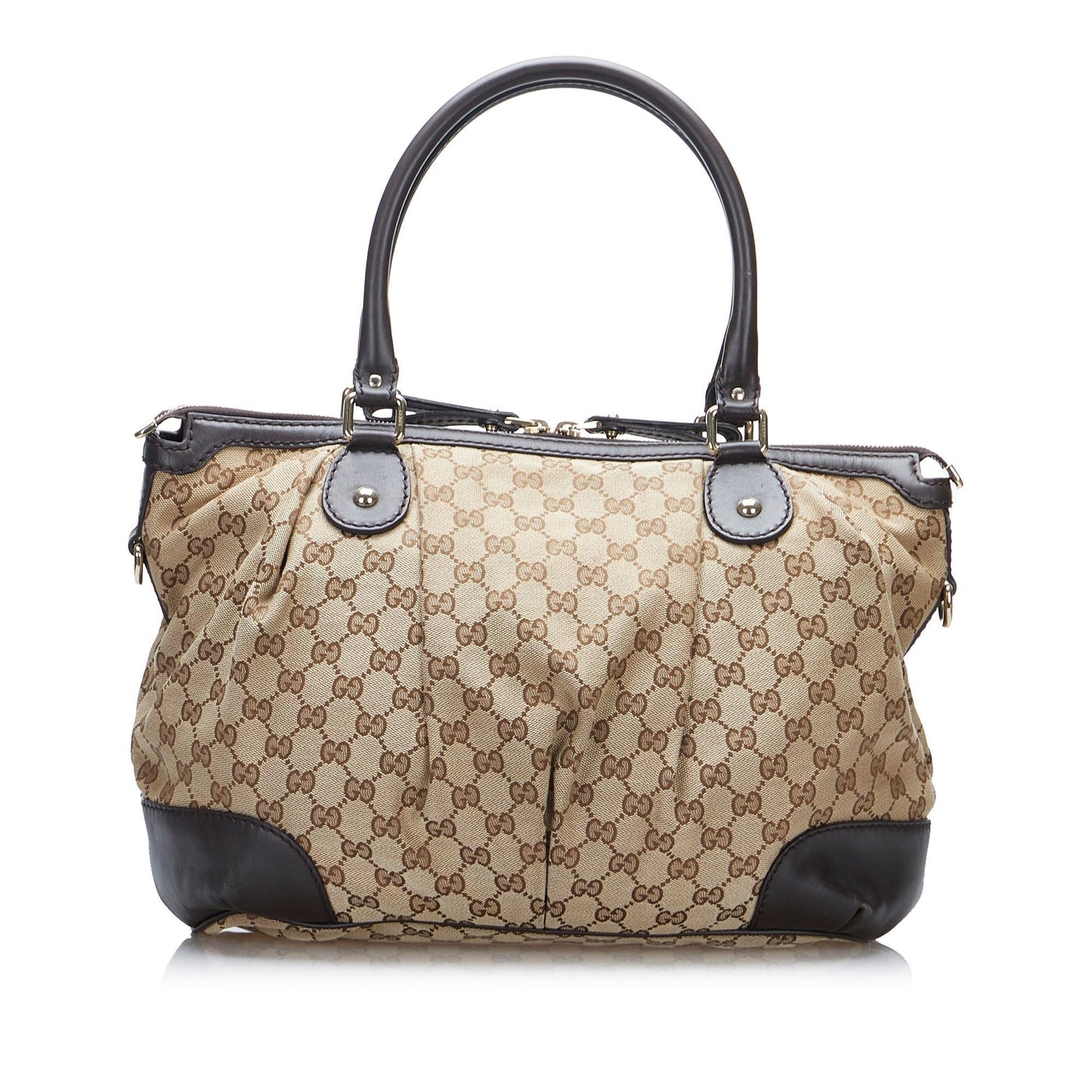 Gucci GG Sukey SHG-D5vFKz Canvas Brown Satchel Bag