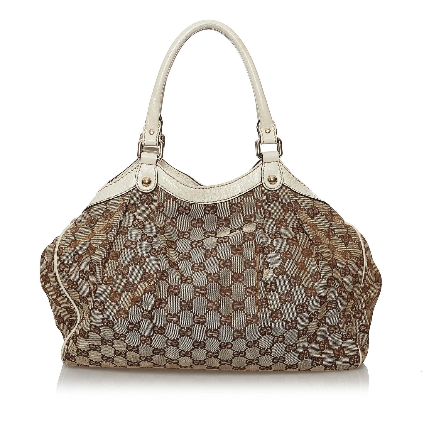 Gucci GG Sukey SHG Canvas White Brown Tote Bag 11