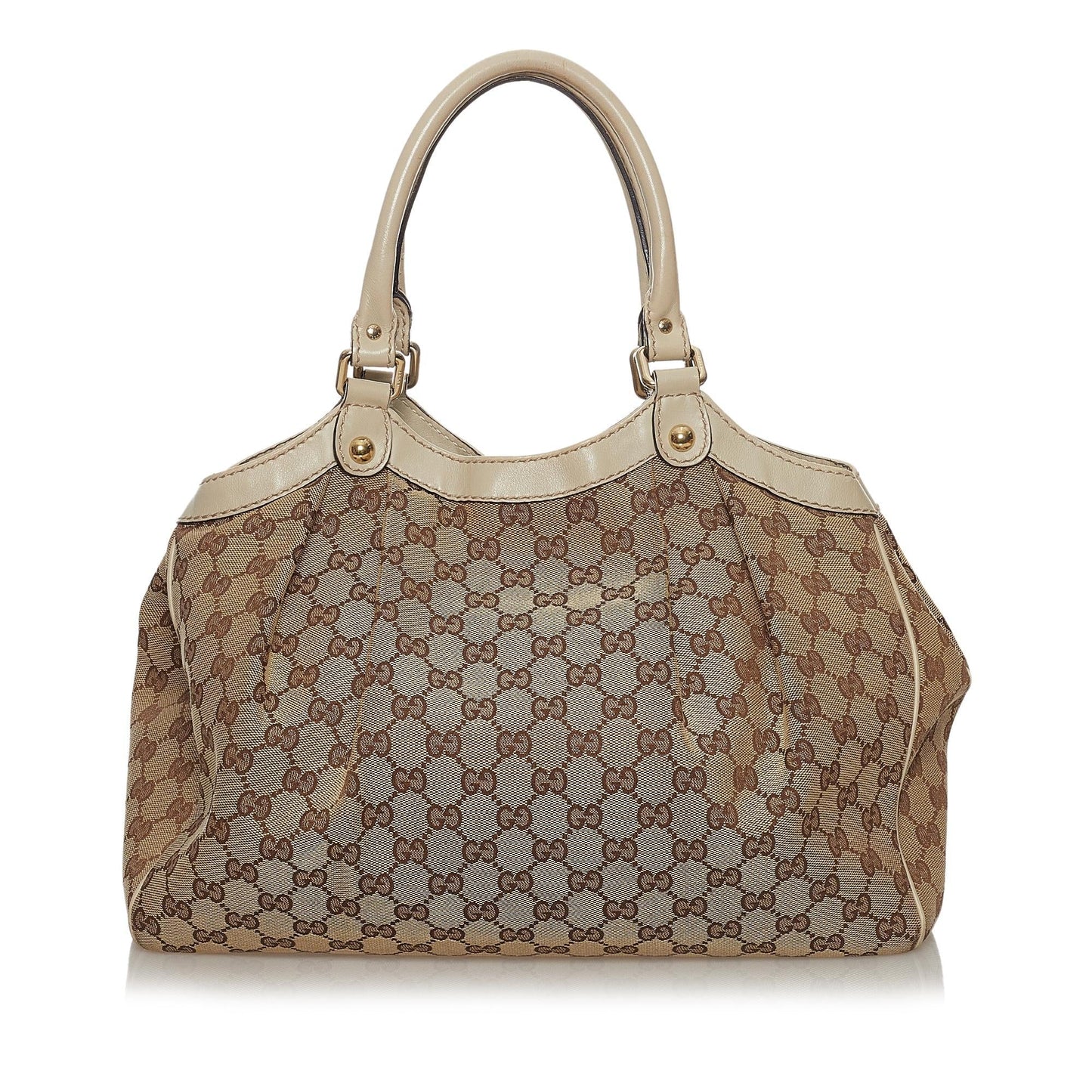Gucci GG Sukey SHG Canvas White Brown Tote Bag 6