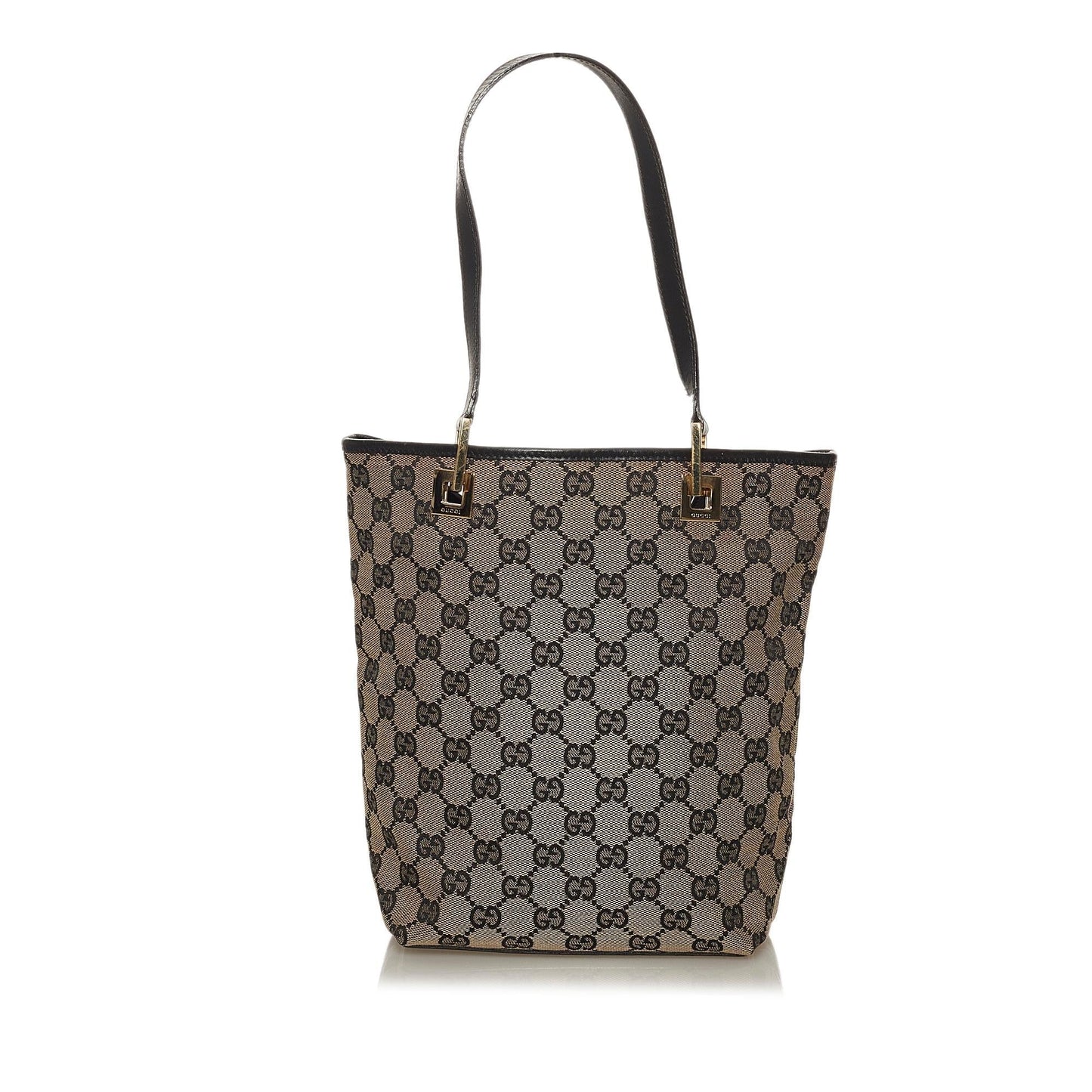 Gucci GG SHG Canvas Calf Grey Tote Bag 3