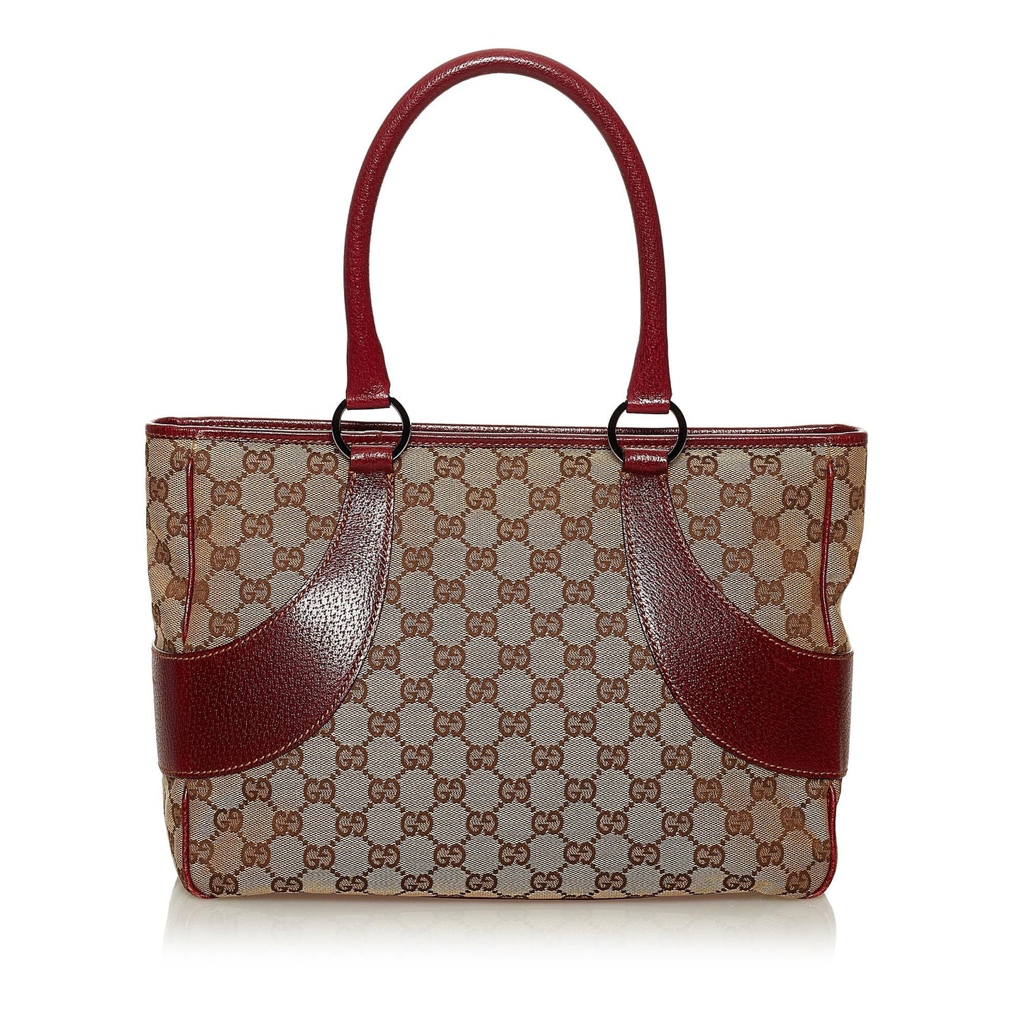 Gucci GG SHG Canvas Brown Red Tote Bag 3