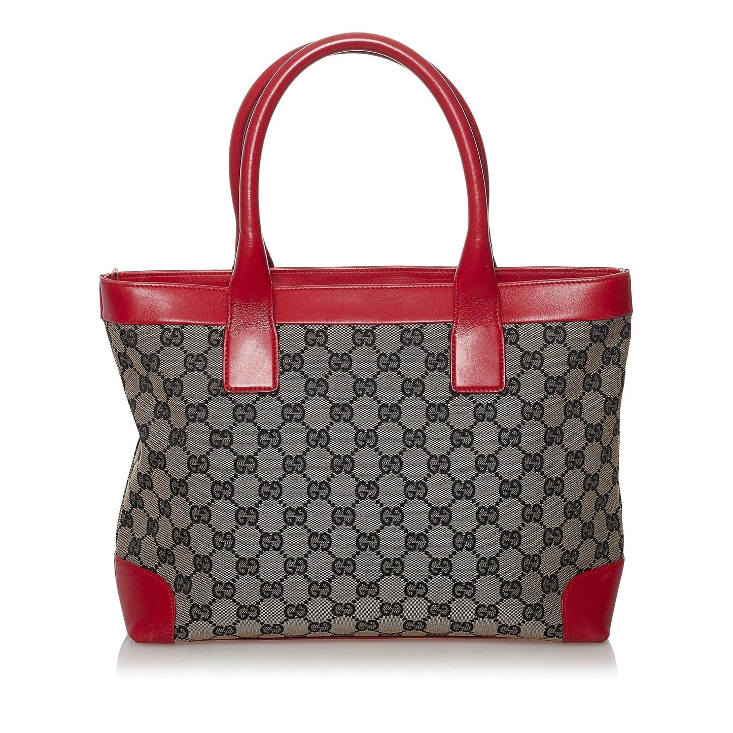 Gucci GG SHG Canvas Brown Red Tote Bag 4