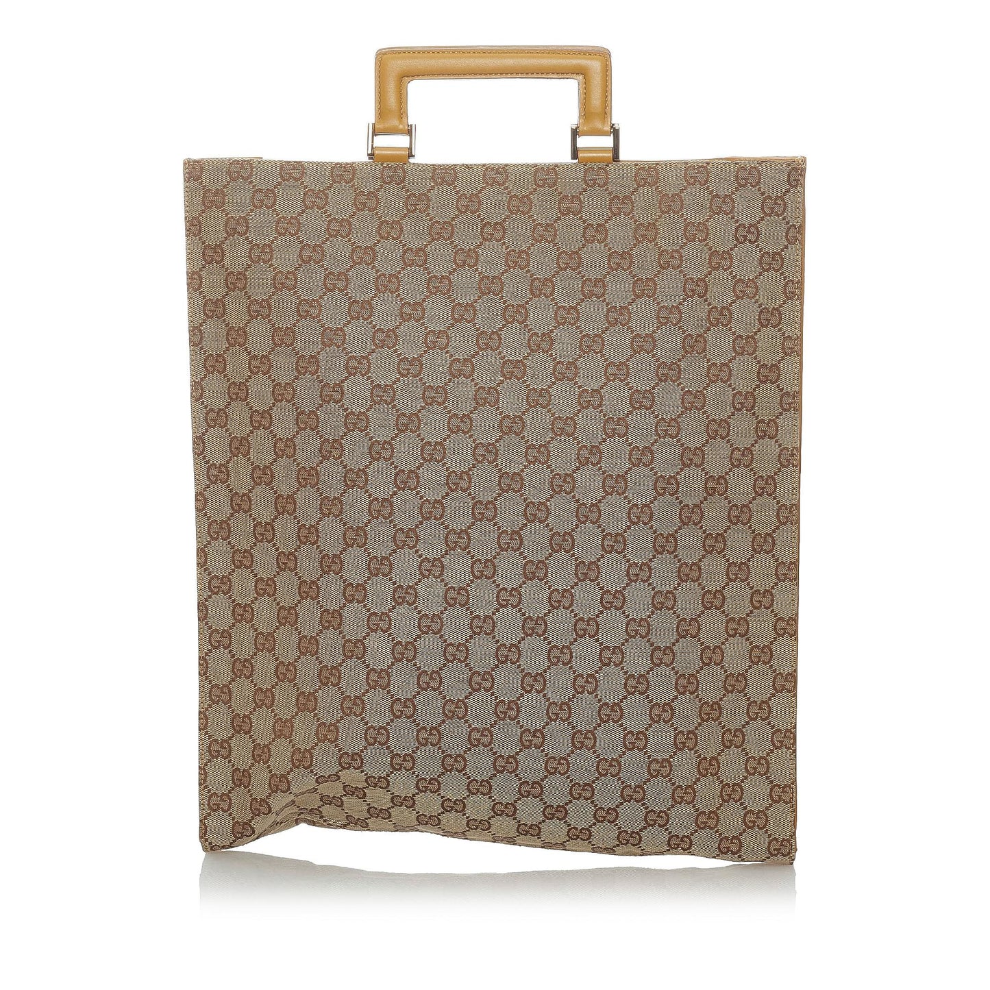 Gucci GG SHG Canvas Calf Brown Tote Bag 13