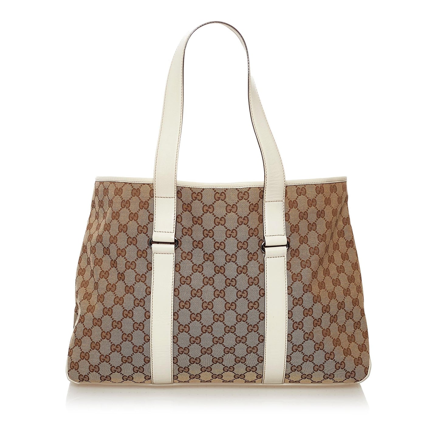 Gucci GG SHG Canvas White Brown Tote Bag Bag Shg
