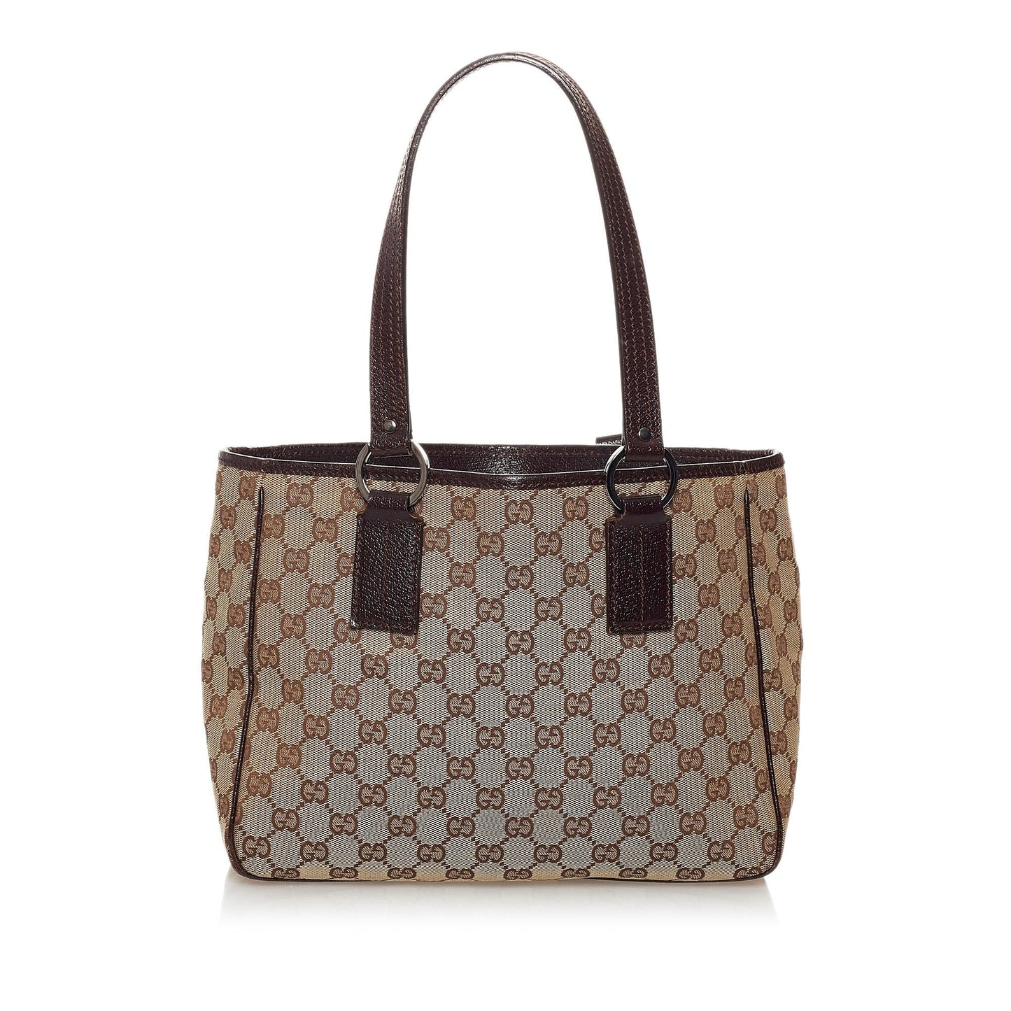 Gucci GG SHG Canvas Calf Brown Tote Bag 3