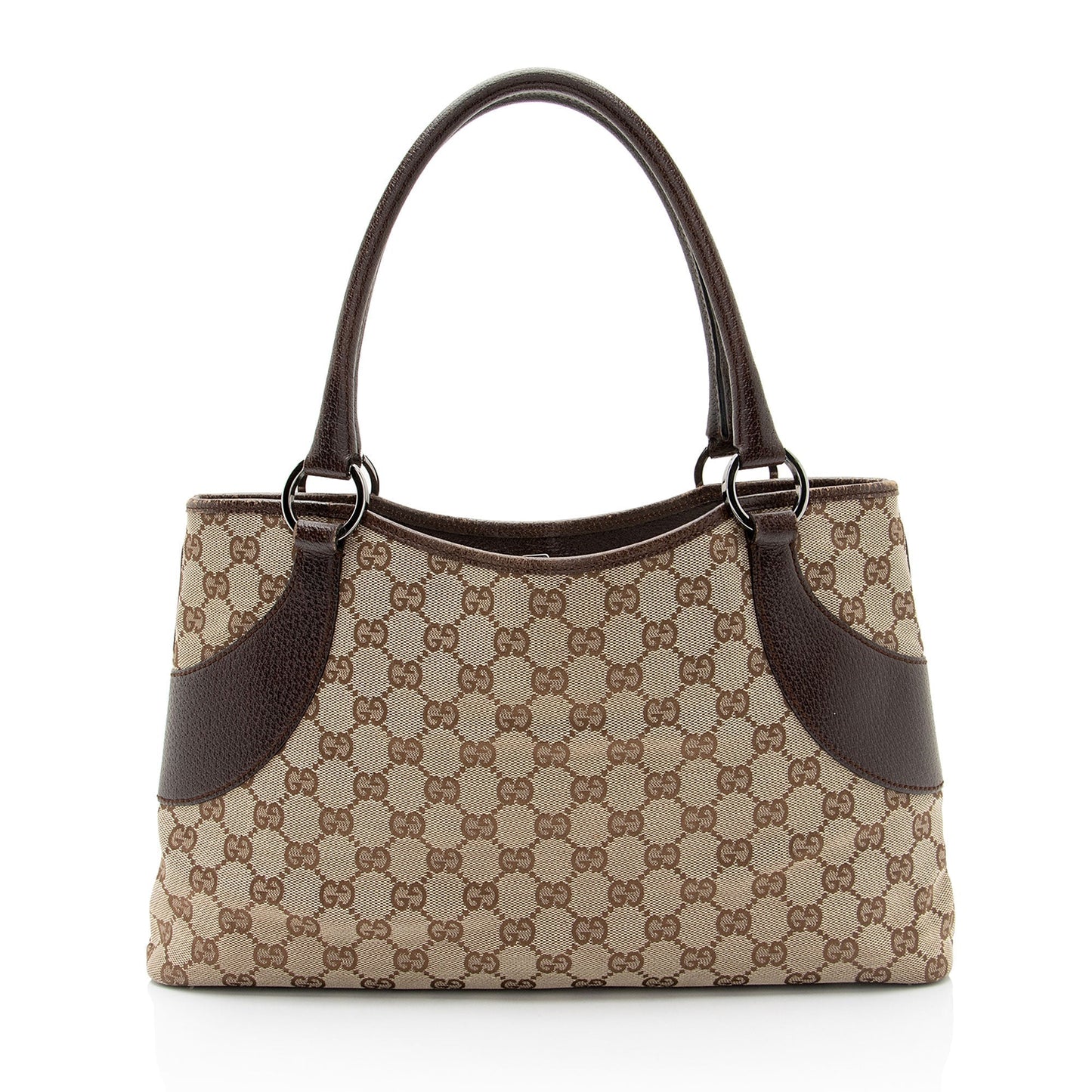 Gucci GG SHF-kAPfKv Leather Canvas Brown Tote Bag