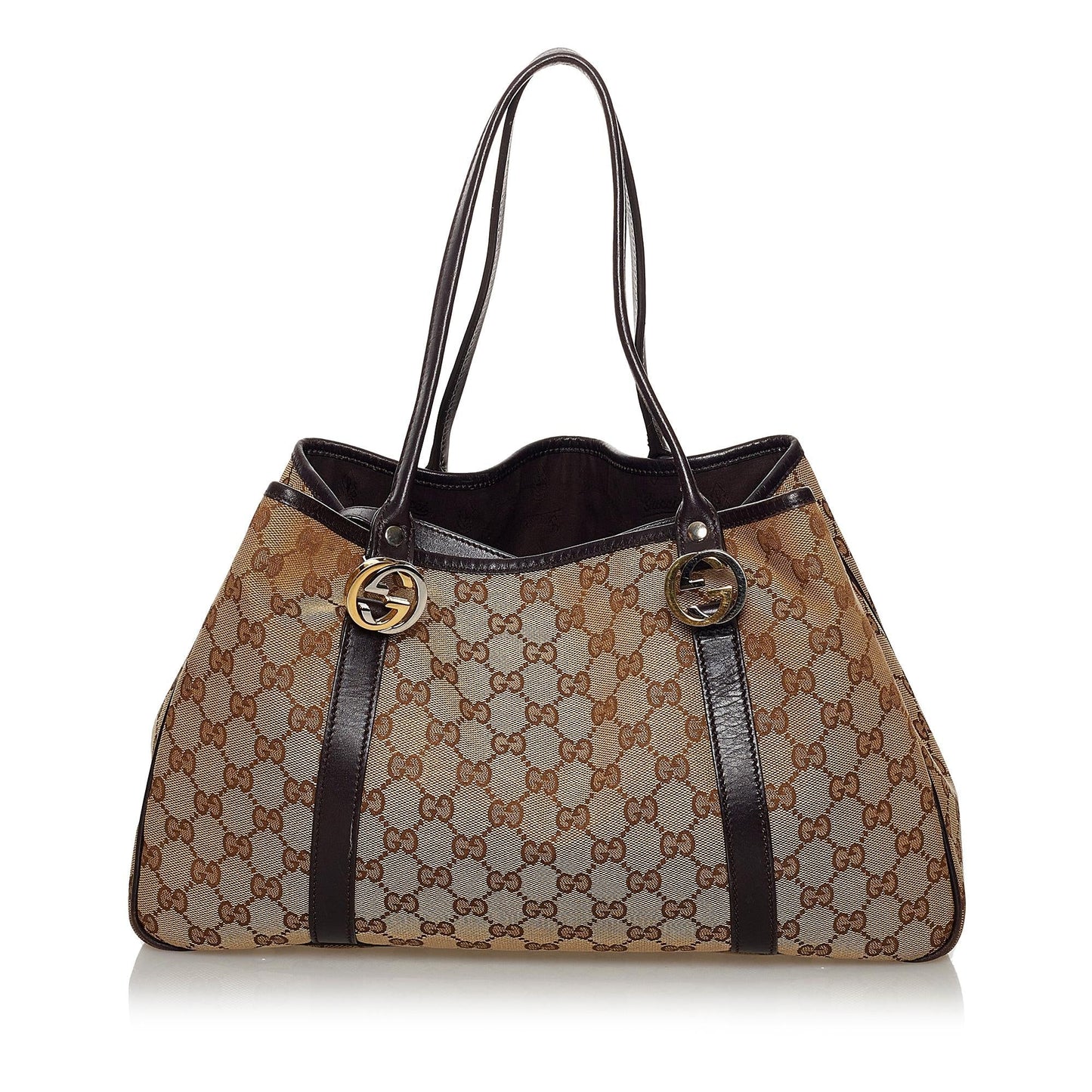 Gucci GG Twins SHG Canvas Calf Black Brown Shoulder Bag