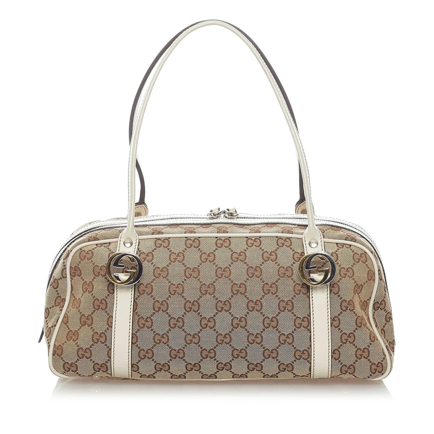 Gucci GG Twins SHG Canvas Calf White Brown Shoulder Bag