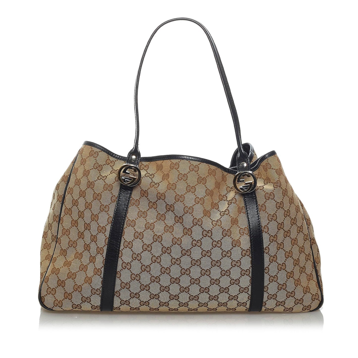 Gucci GG Twins SHG Canvas Black Brown Tote Bag