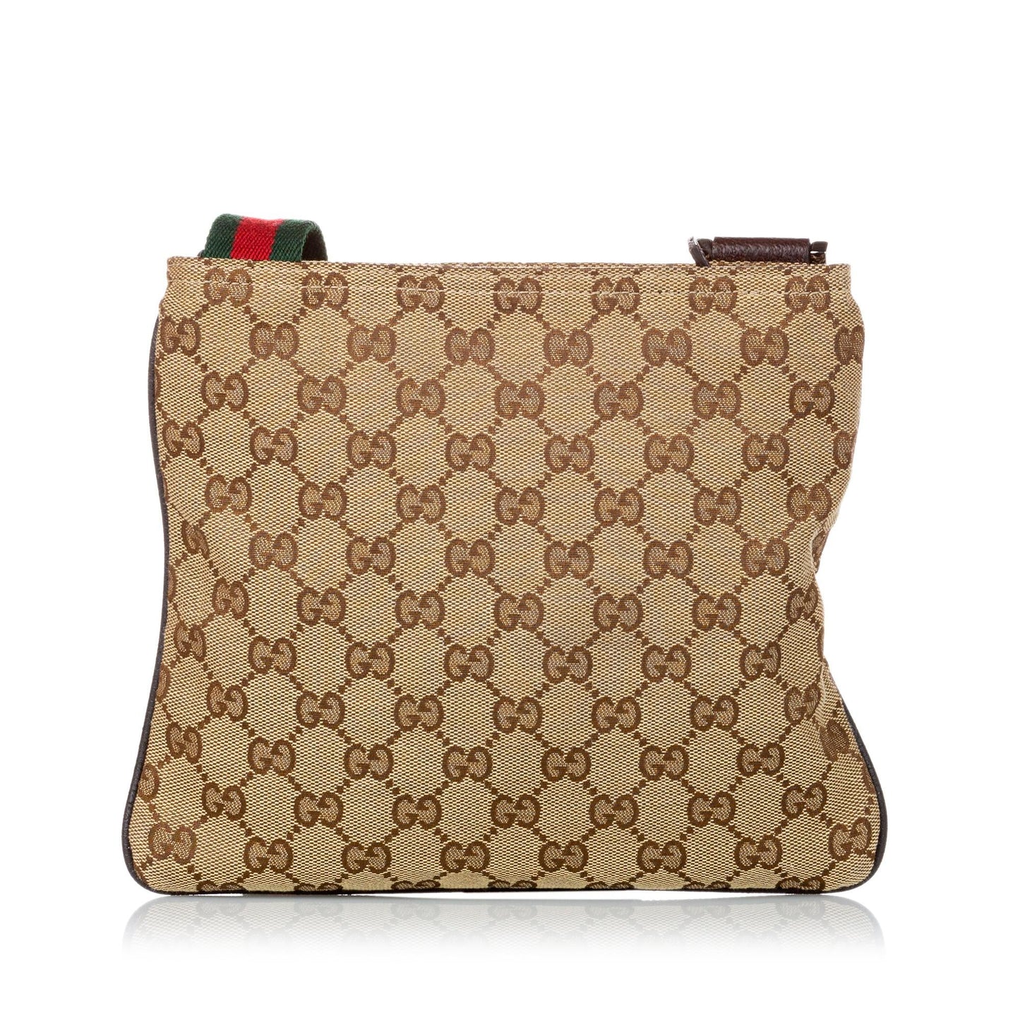 Gucci GG Web SHG Canvas Calf Brown Crossbody Bag Bag Shg
