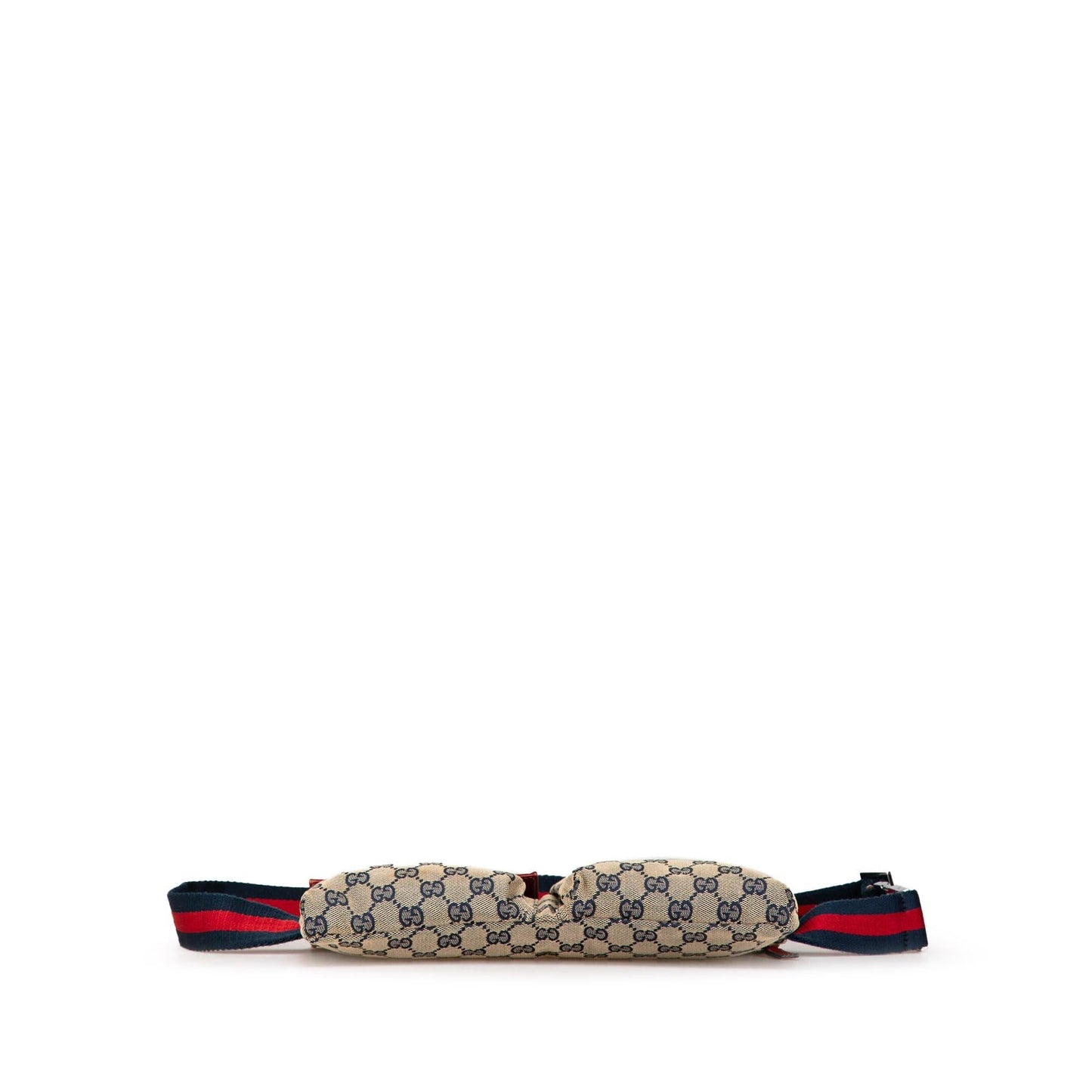Gucci GG Web Double Pocket Belt Canvas Calf Brown Red Accessory