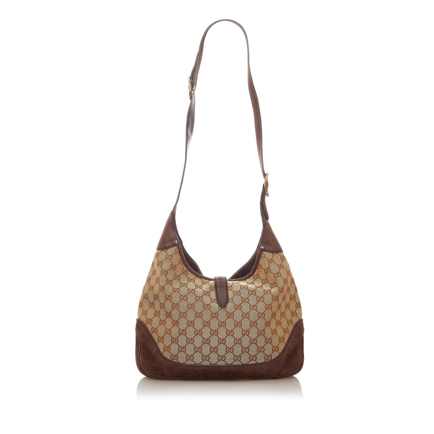 Gucci GG Web Jackie SHG Canvas Calf Brown Shoulder Bag