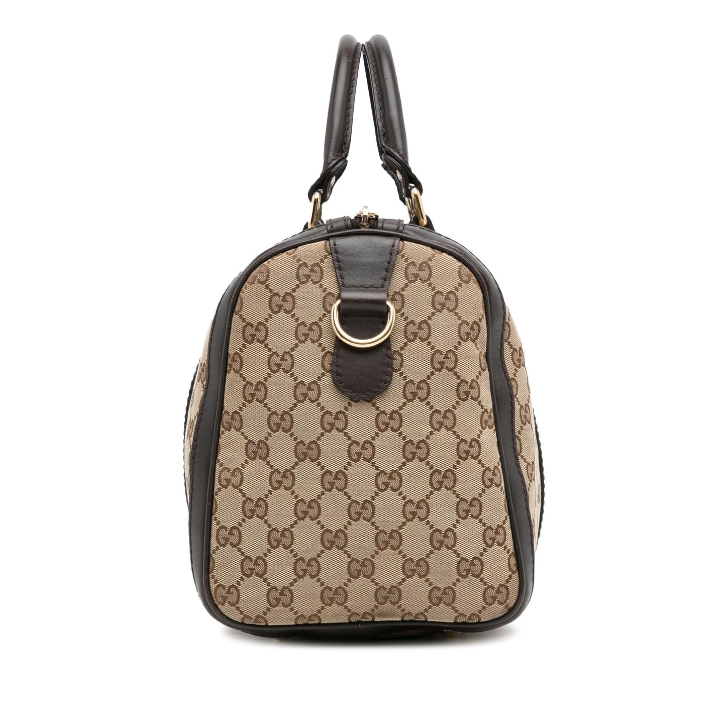 Gucci GG Web Joy Boston SHG-N7r8cM Canvas Calf Brown Satchel Bag