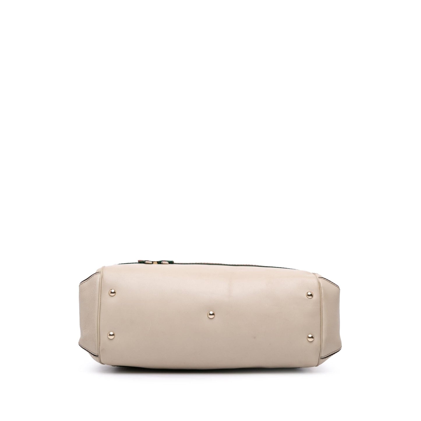 Gucci GG Web Mayfair Canvas Calf White Brown Satchel Bag