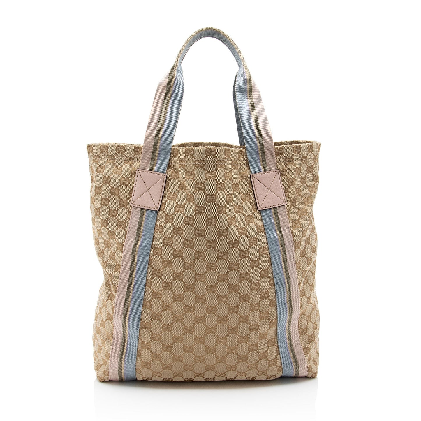 Gucci GG Web Original SHF-cmFwNe Leather Canvas Nylon Beige Tote Bag