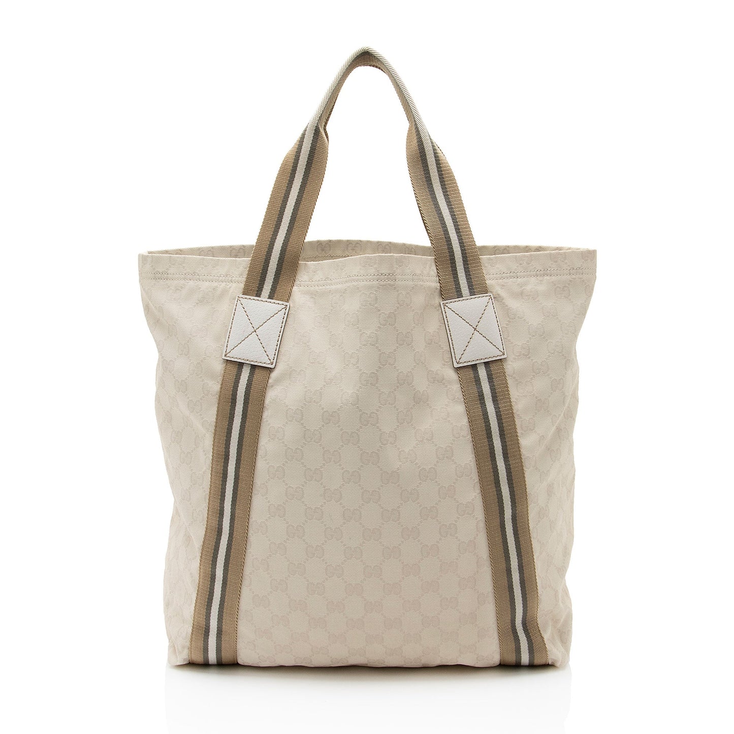 Gucci GG Web Original SHF-BIJnRj Leather Canvas Nylon Brown Tote Bag