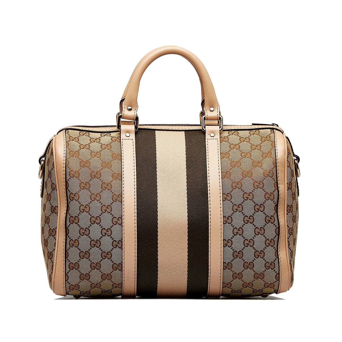 Gucci GG Web SHG-qKkwqV Canvas Brown Satchel Bag