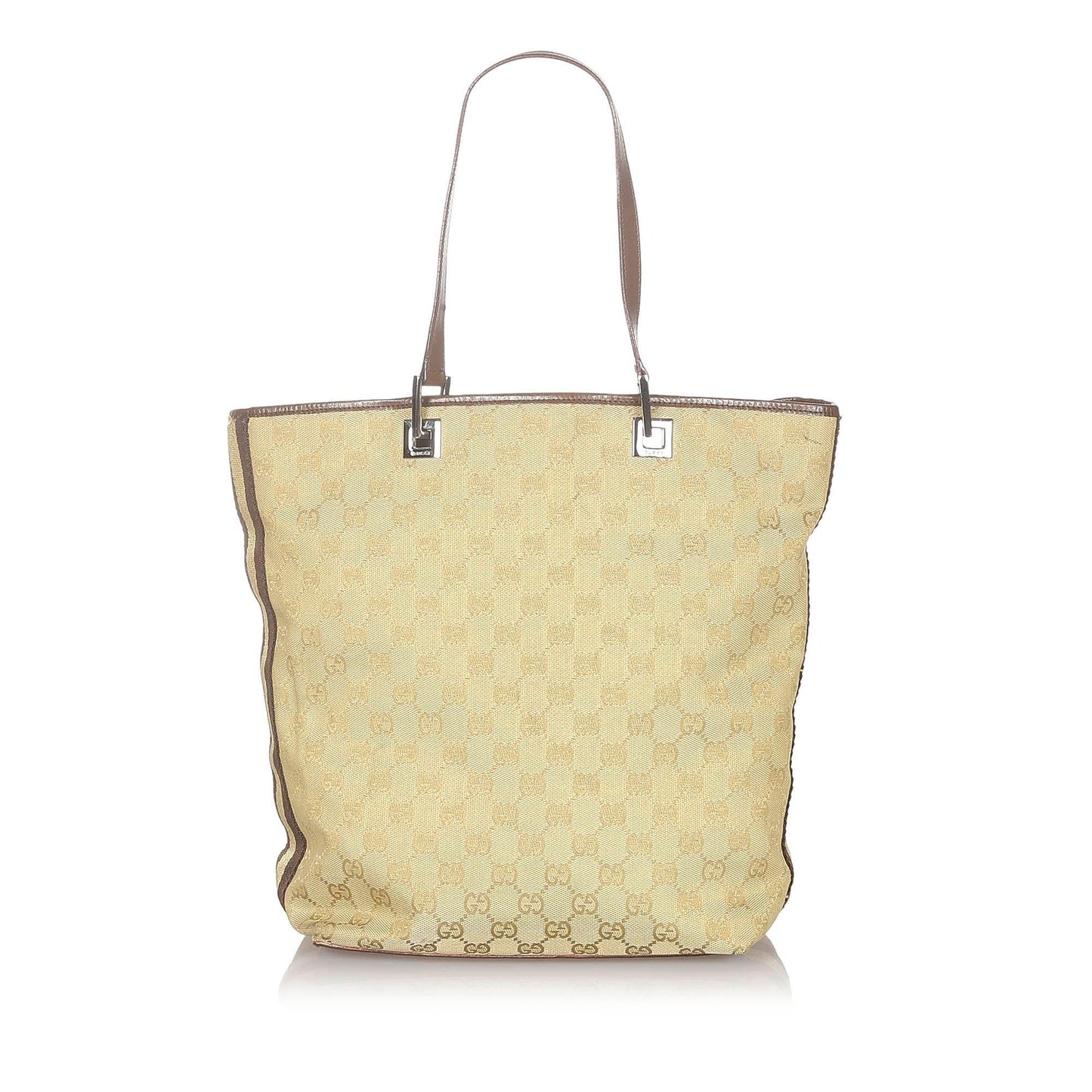 Gucci GG Web SHG-Rqzn4l Canvas Brown Tote Bag