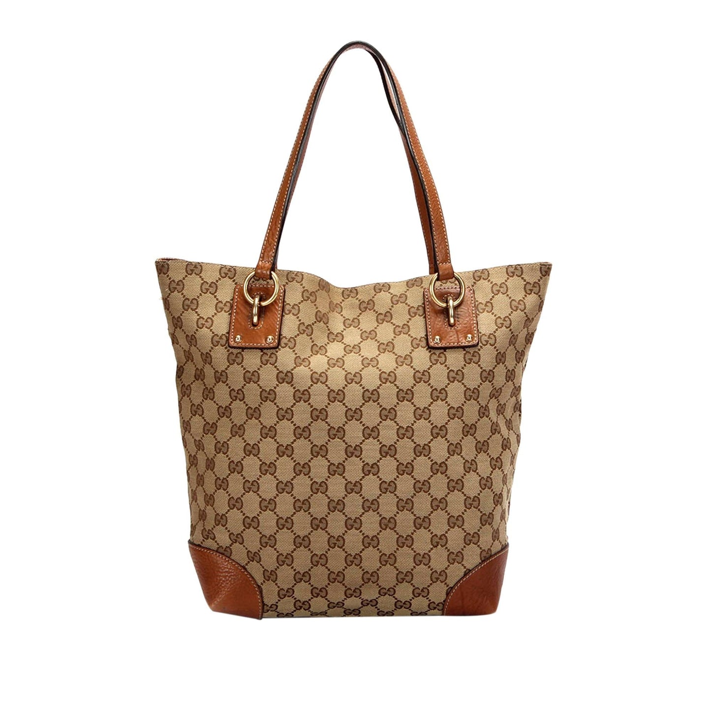 Gucci GG Charm SHG Canvas Calf Brown Tote Bag