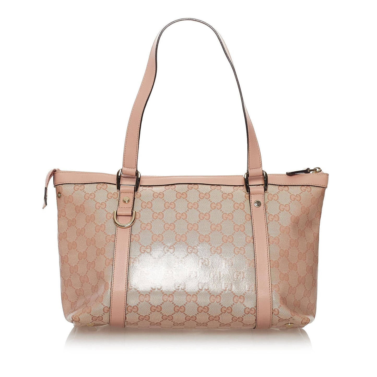 Gucci GG Crystal Abbey SHG Brown Pink Tote Bag