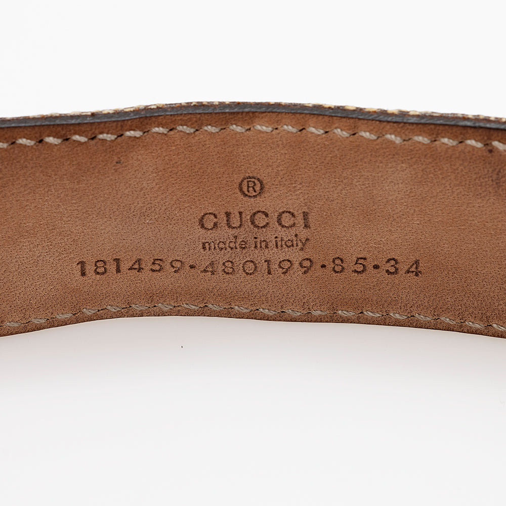 Gucci GG Crystal Bow Belt - Leather Canvas Brown Beige Accessory