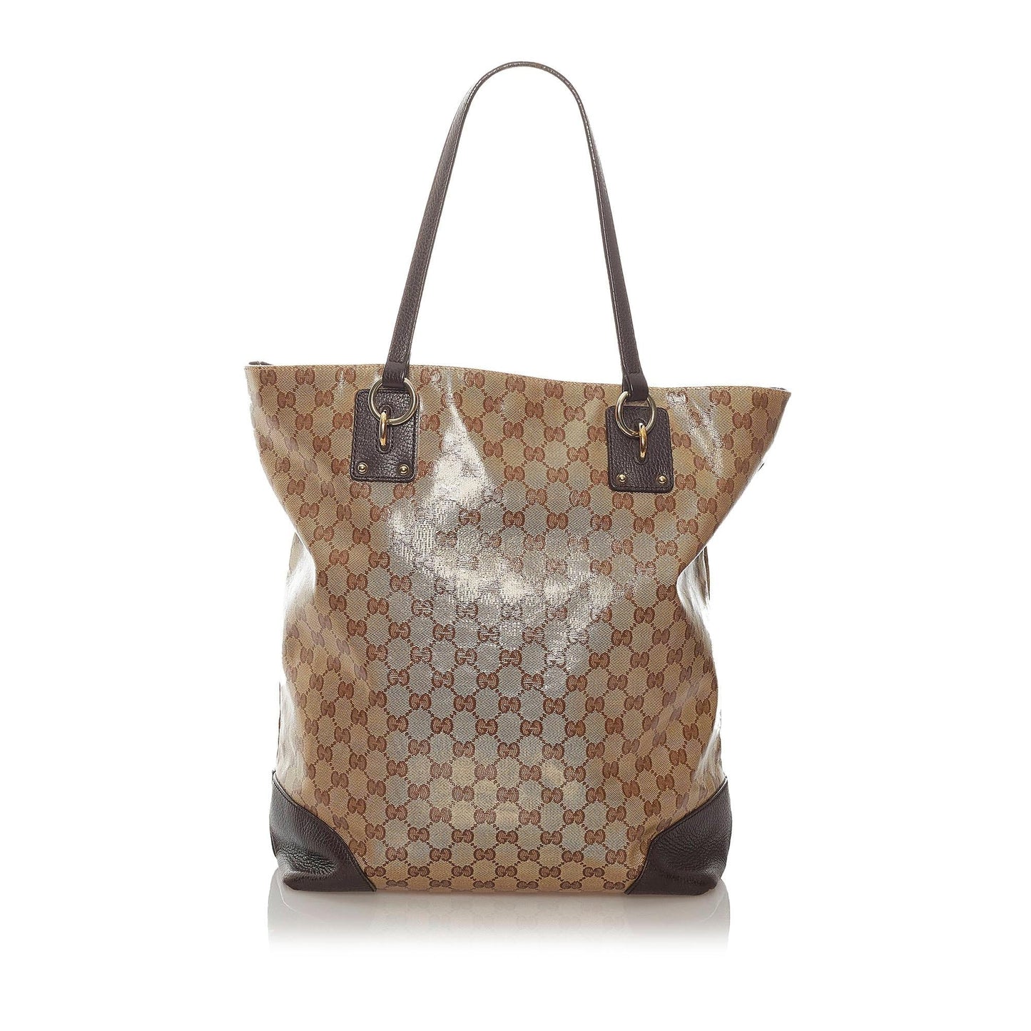 Gucci GG Crystal Charm SHG-rqFJtK Calf Brown Tote Bag