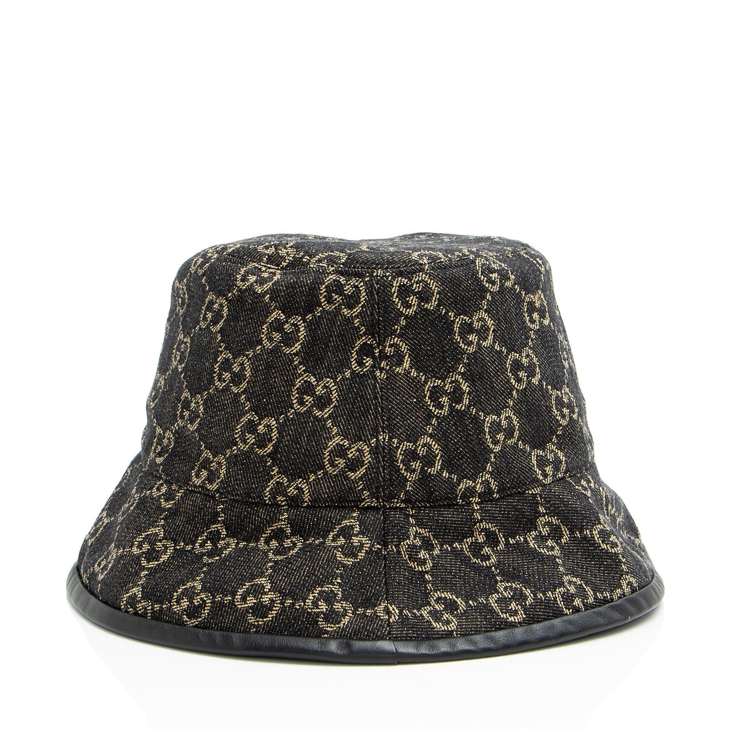 Gucci GG Bucket Hat - Size Leather Denim Black Beige Bucket Bag